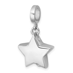 Sterling Silver Rhodium-plated Polished Star Ash Holder Bead/Pendant QC11503