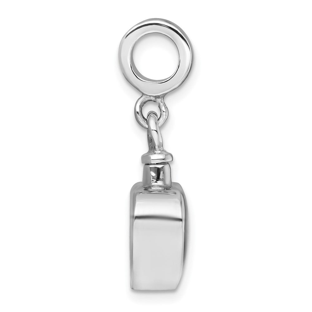 Sterling Silver Rhodium-plated Polished Heart Ash Holder Bead/Pendant QC11504