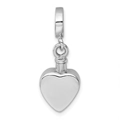 Sterling Silver Rhodium-plated Polished Heart Ash Holder Bead/Pendant QC11504