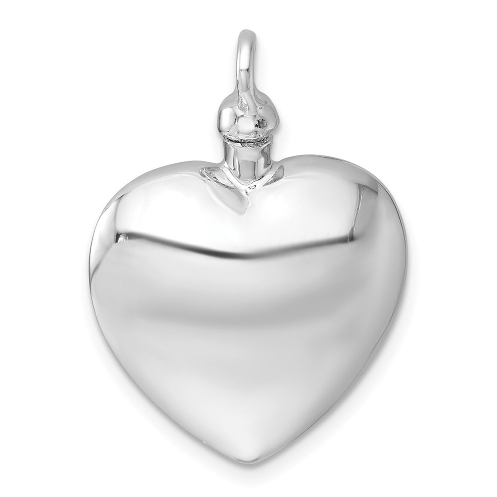 Sterling Silver Rhodium-plated Heart with Center Heart Design Ash Holder Pendant QC11506