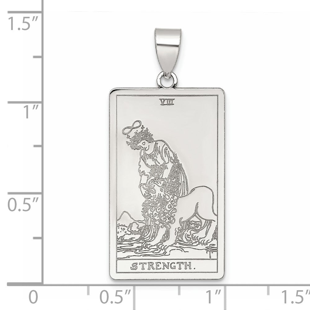Sterling Silver Strength Tarot Card Pendant QC11518