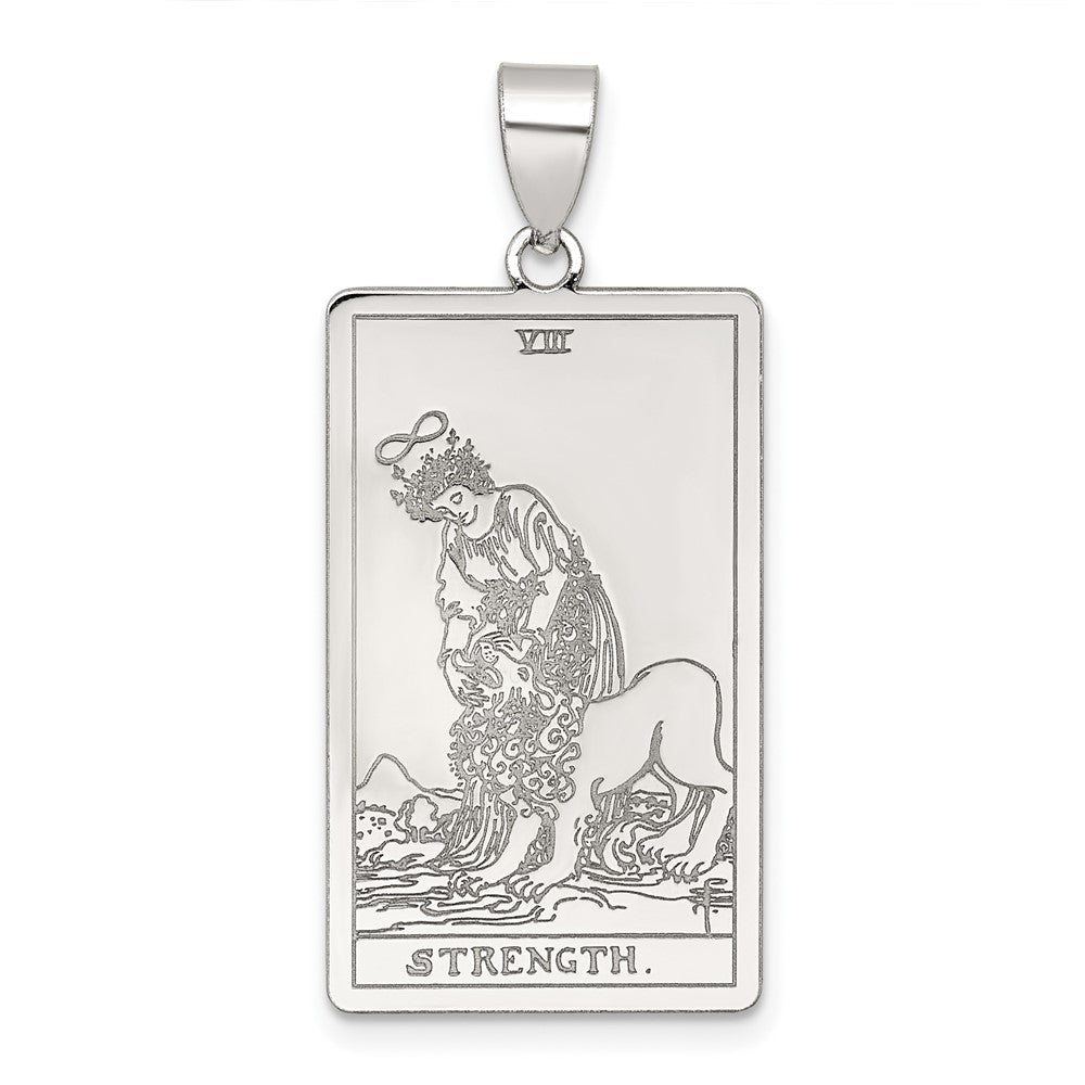 Sterling Silver Strength Tarot Card Pendant QC11518
