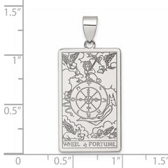 Sterling Silver Wheel of Fortune Tarot Card Pendant QC11520