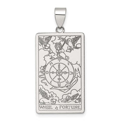 Sterling Silver Wheel of Fortune Tarot Card Pendant QC11520
