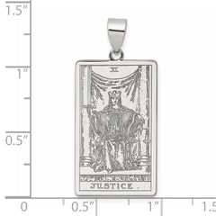 Sterling Silver Justice Tarot Card Pendant QC11521