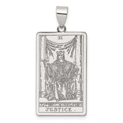 Sterling Silver Justice Tarot Card Pendant QC11521