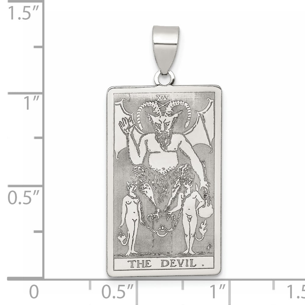 Sterling Silver The Devil Tarot Card Pendant QC11525