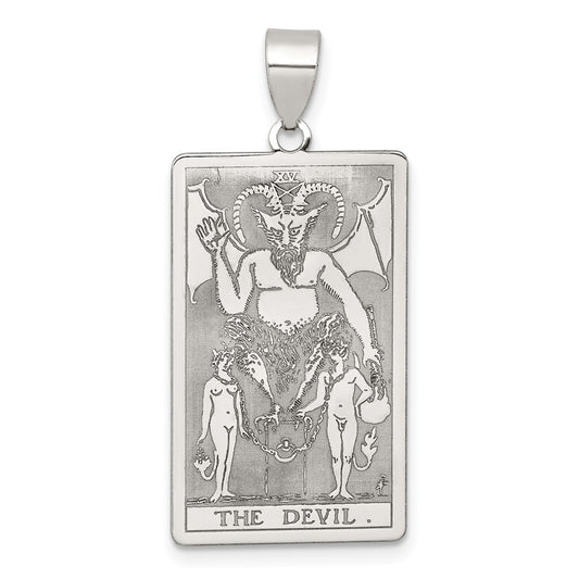 Sterling Silver The Devil Tarot Card Pendant QC11525