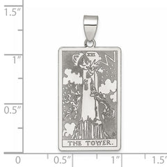 Sterling Silver The Tower Tarot Card Pendant QC11526