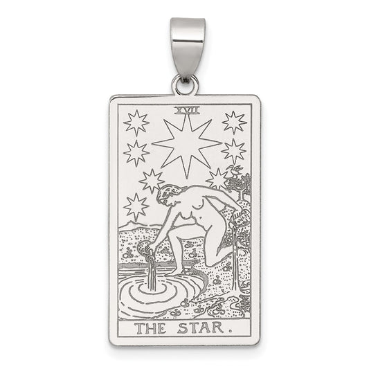 Sterling Silver The Star Tarot Card Pendant QC11527