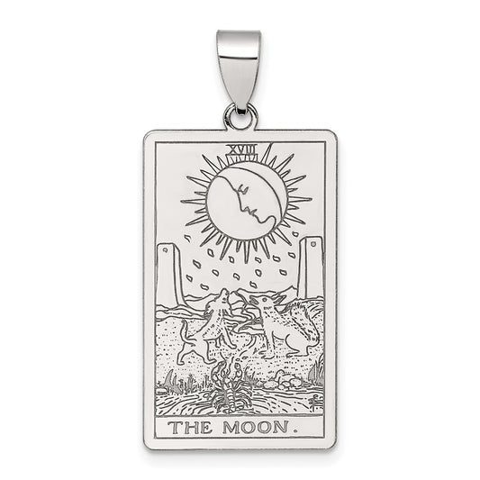 Sterling Silver The Moon Tarot Card Pendant QC11528