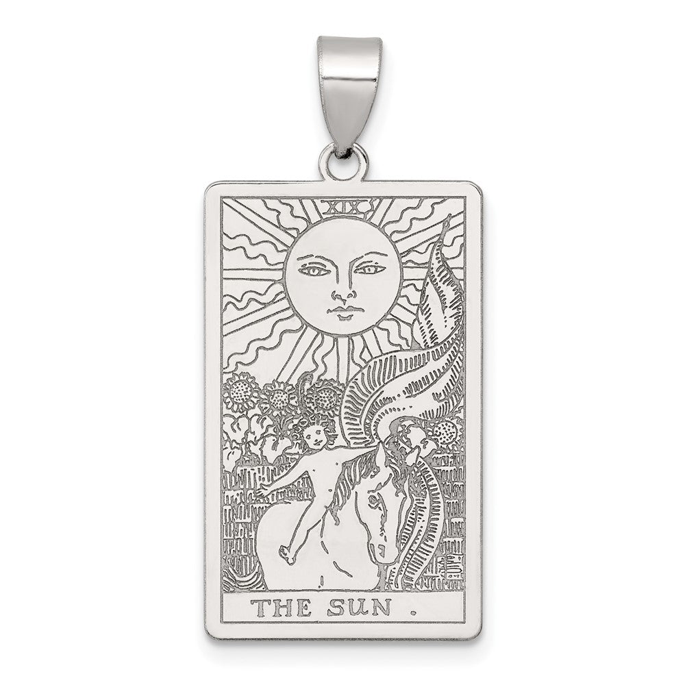 Sterling Silver The Sun Tarot Card Pendant QC11529