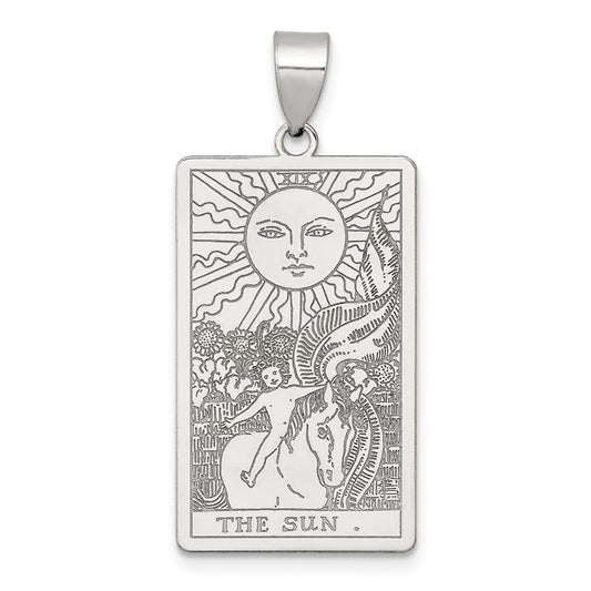 Sterling Silver The Sun Tarot Card Pendant QC11529