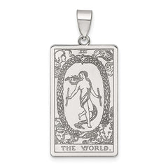 Sterling Silver The World Tarot Card Pendant QC11531