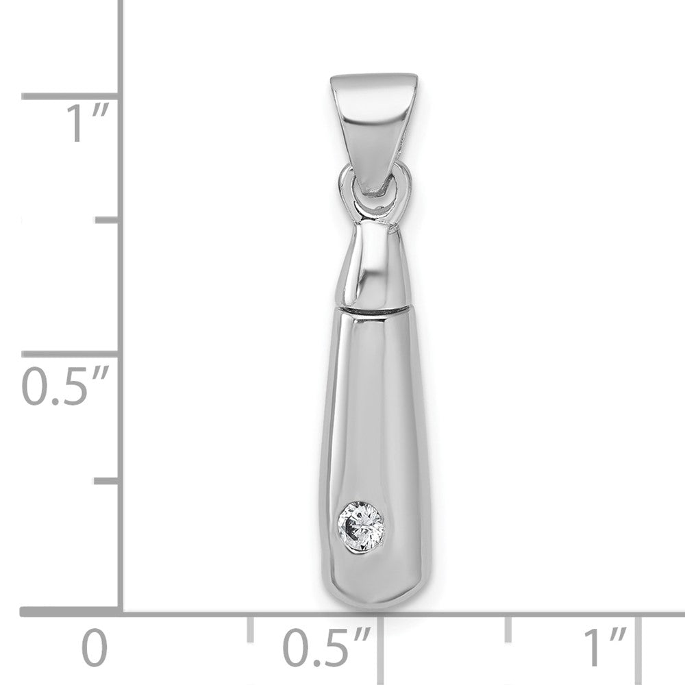 Sterling Silver Rhodium-plated Polished CZ Ash Holder Pendant QC11533