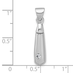 Sterling Silver Rhodium-plated Polished CZ Ash Holder Pendant QC11533