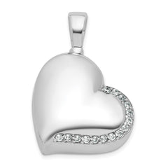 Sterling Silver Rhodium-plated Polished CZ Heart Ash Holder Pendant QC11535