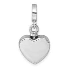 Sterling Silver Rhodium-plated Onyx Enameled Heart Ash Holder Bead/Pendant QC11536
