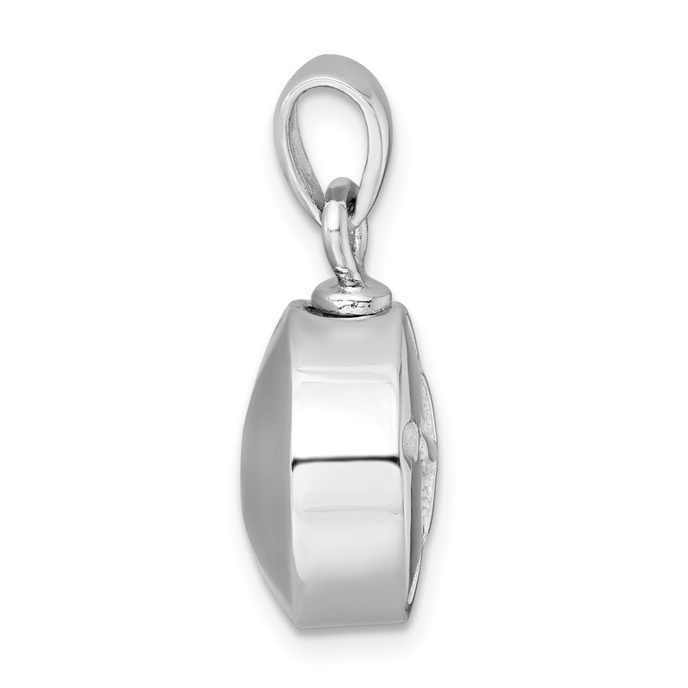 Sterling Silver Rhodium-plated Polished Sand Dollar Ash Holder Pendant QC11537
