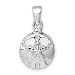 Sterling Silver Rhodium-plated Polished Sand Dollar Ash Holder Pendant QC11537
