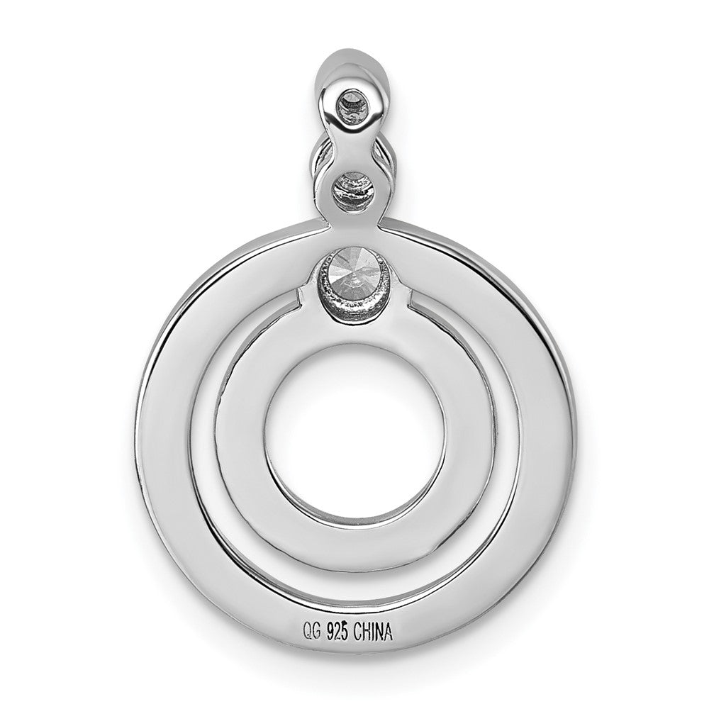 Sterling Silver Rhodium-plated CZ with Black and Red Enameled Circles Pendant QC11541