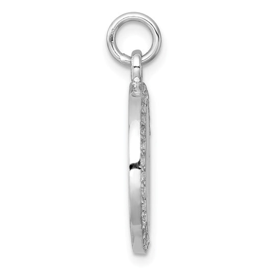 Sterling Silver Rhodium-plated Polished CZ Engraveable Circle Pendant QC11543