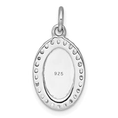 Sterling Silver Rhodium-plated Polished CZ Engraveable Oval Pendant QC11544