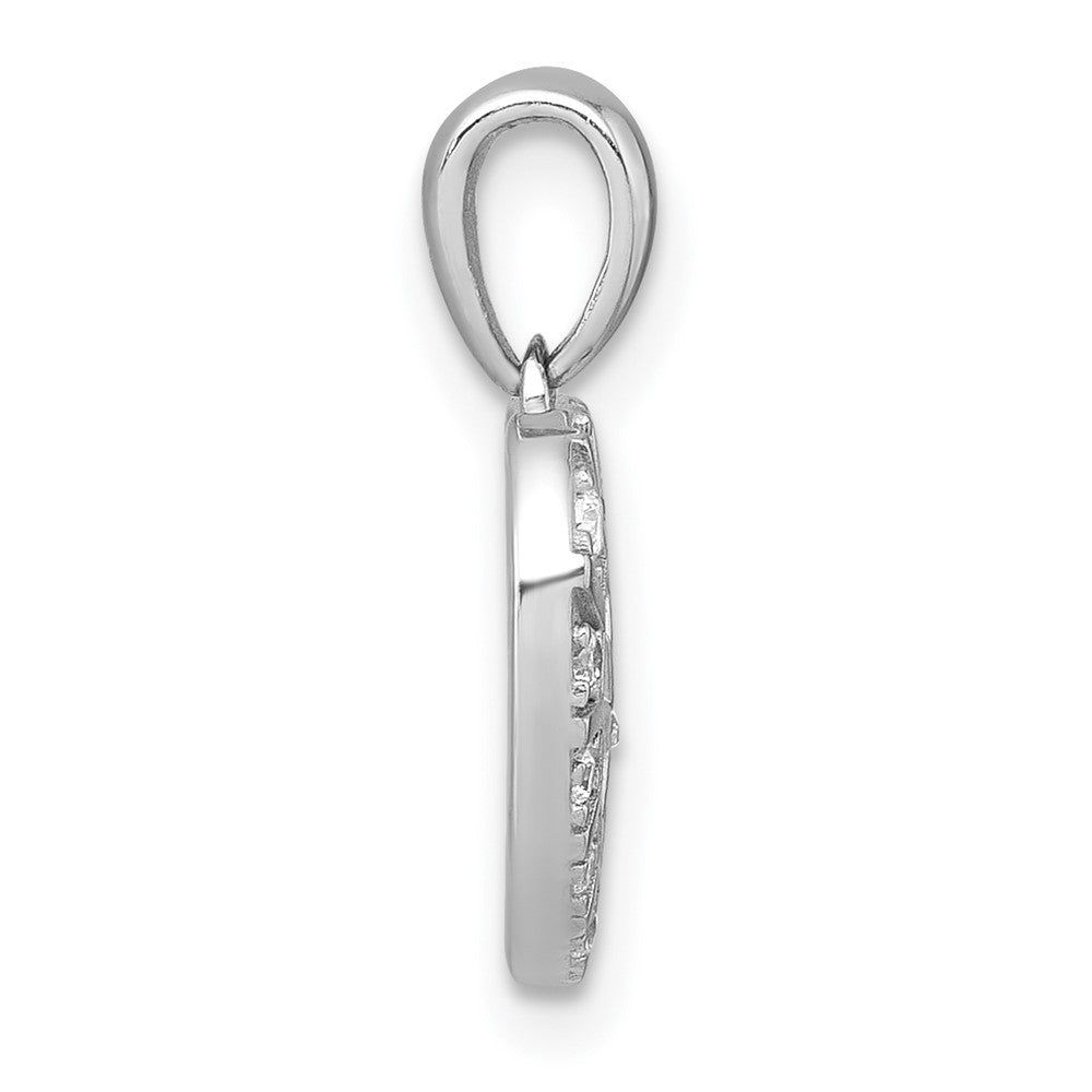 Sterling Silver Rhodium-plated Polished CZ Star in Heart Pendant QC11552