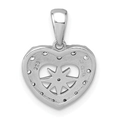 Sterling Silver Rhodium-plated Polished CZ Star in Heart Pendant QC11552