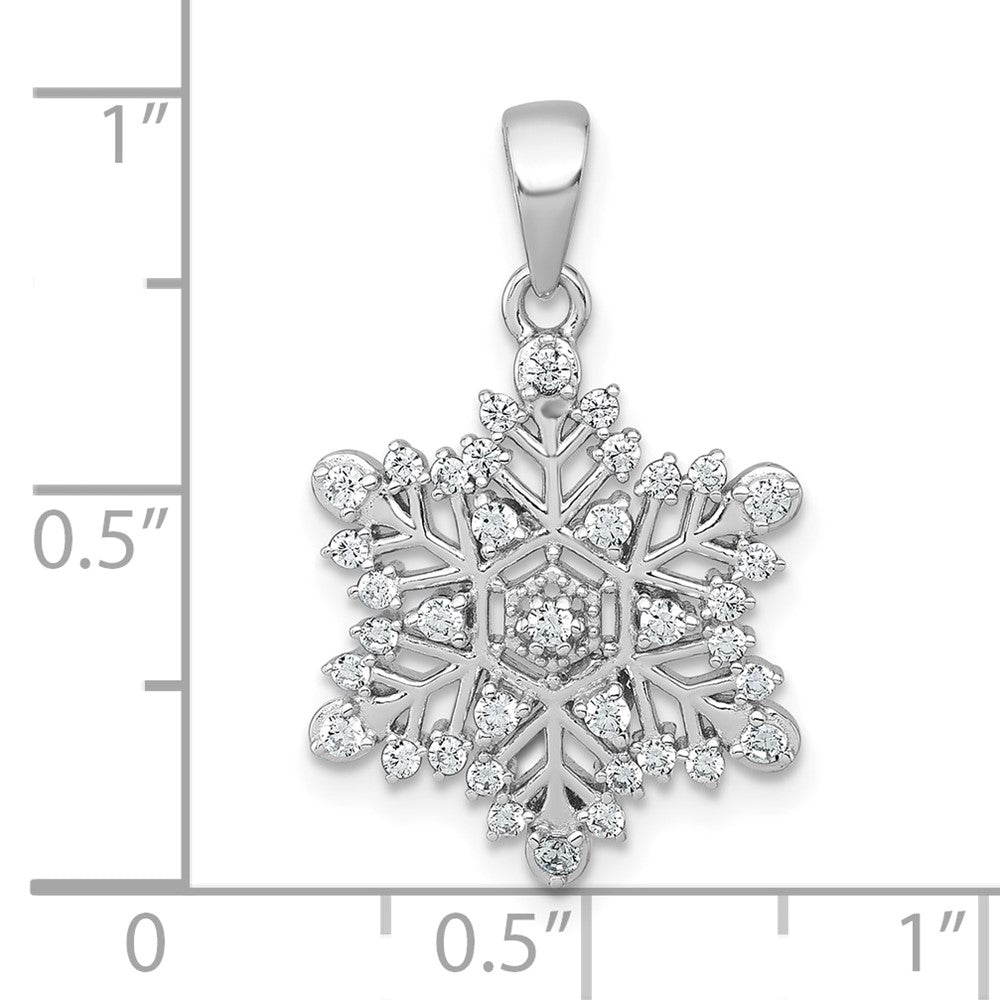 Sterling Silver Rhodium-plated Polished CZ Snowflake Pendant QC11560