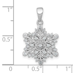 Sterling Silver Rhodium-plated Polished CZ Snowflake Pendant QC11560
