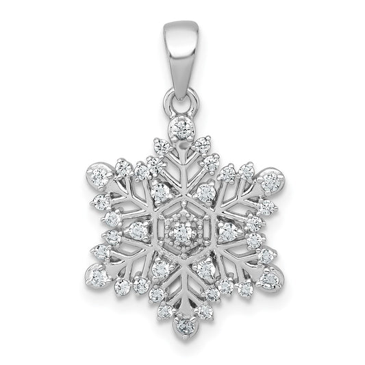 Sterling Silver Rhodium-plated Polished CZ Snowflake Pendant QC11560