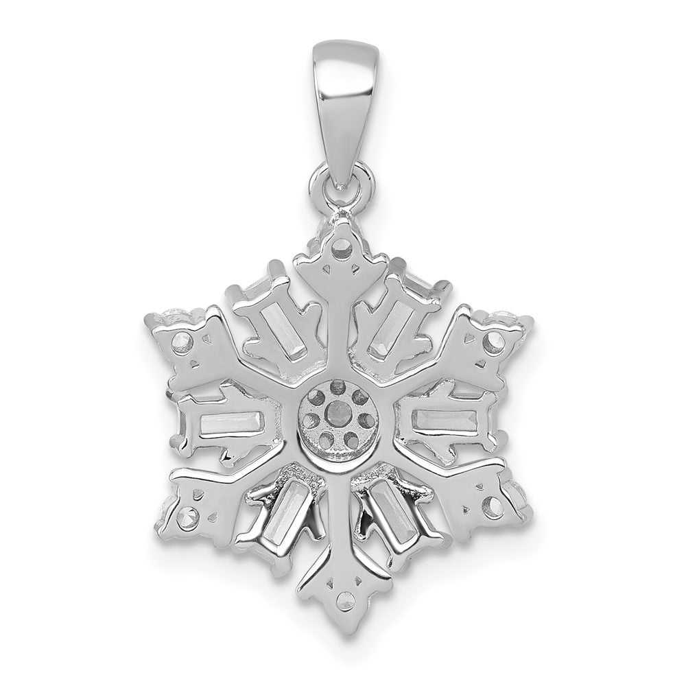 Sterling Silver Rhodium-plated Polished CZ Snowflake Pendant QC11561