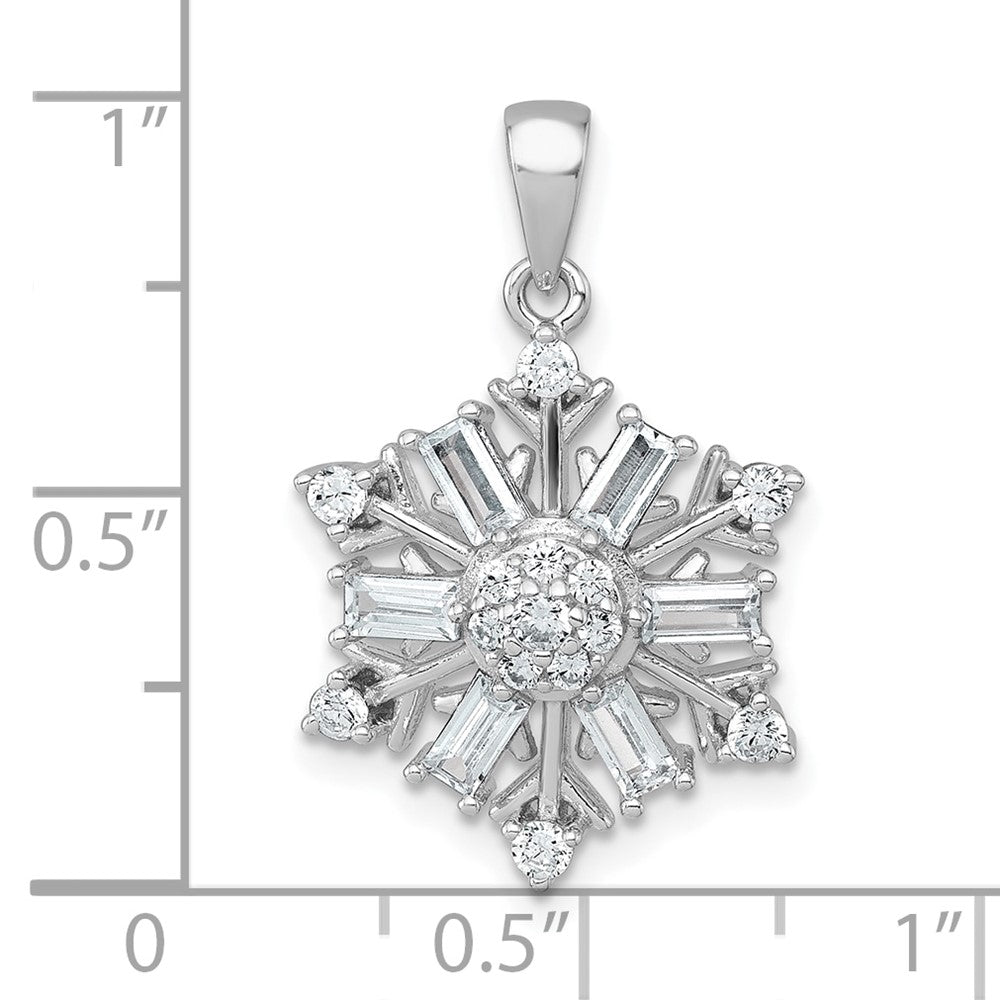 Sterling Silver Rhodium-plated Polished CZ Snowflake Pendant QC11561