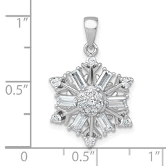 Sterling Silver Rhodium-plated Polished CZ Snowflake Pendant QC11561