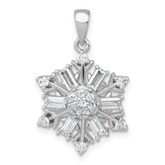 Sterling Silver Rhodium-plated Polished CZ Snowflake Pendant QC11561