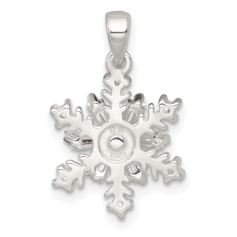Sterling Silver Polished CZ Snowflake Pendant QC11562