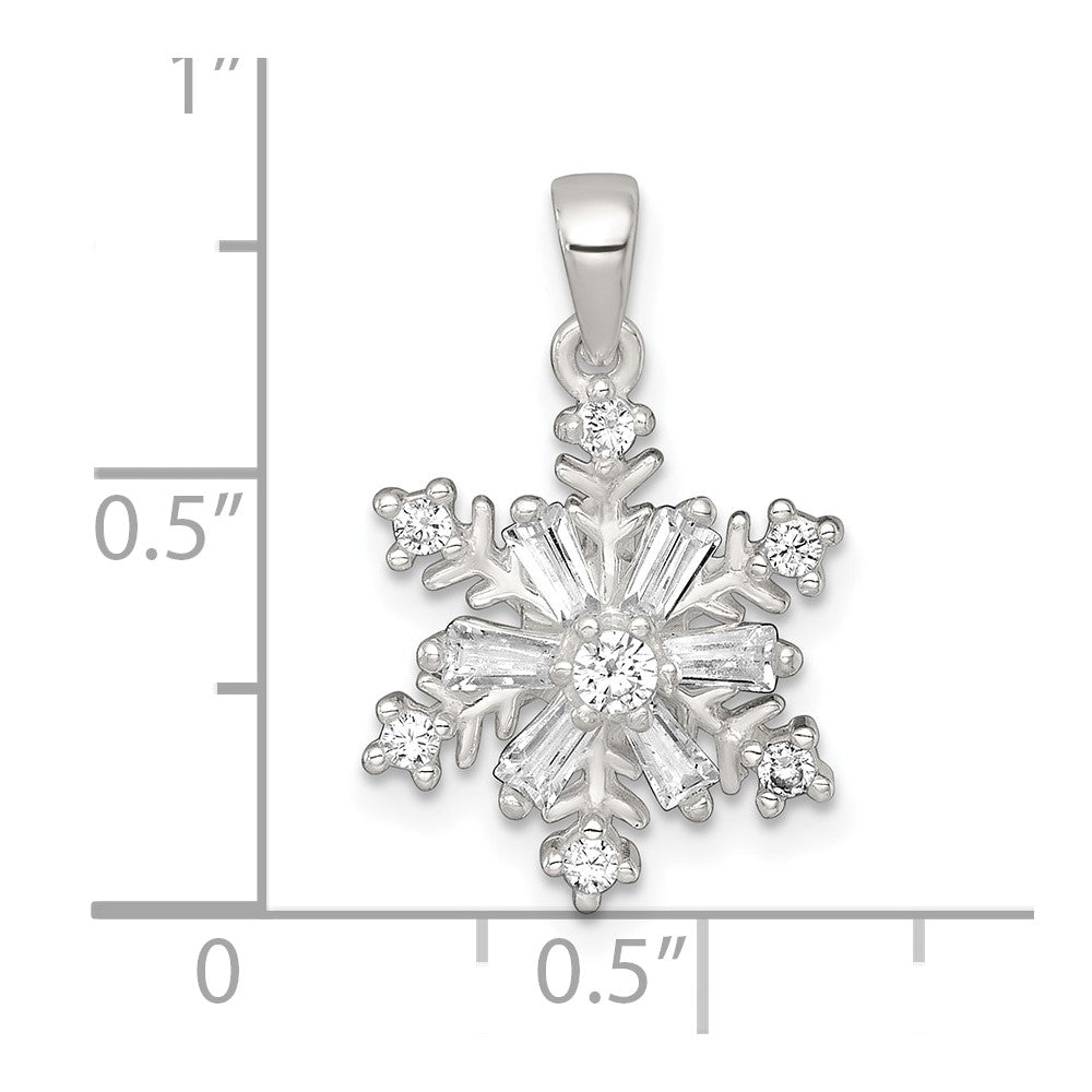 Sterling Silver Polished CZ Snowflake Pendant QC11562