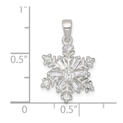 Sterling Silver Polished CZ Snowflake Pendant QC11562