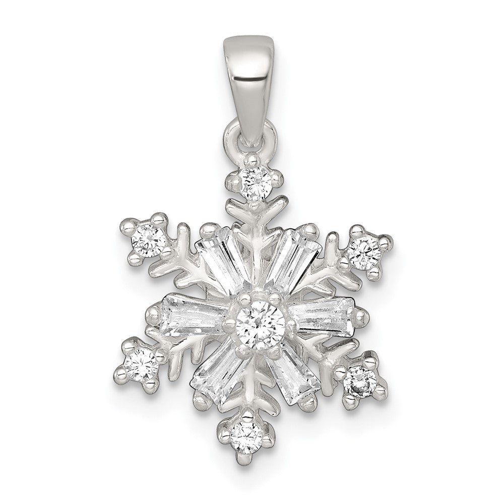 Sterling Silver Polished CZ Snowflake Pendant QC11562