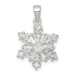 Sterling Silver Polished CZ Snowflake Pendant QC11562