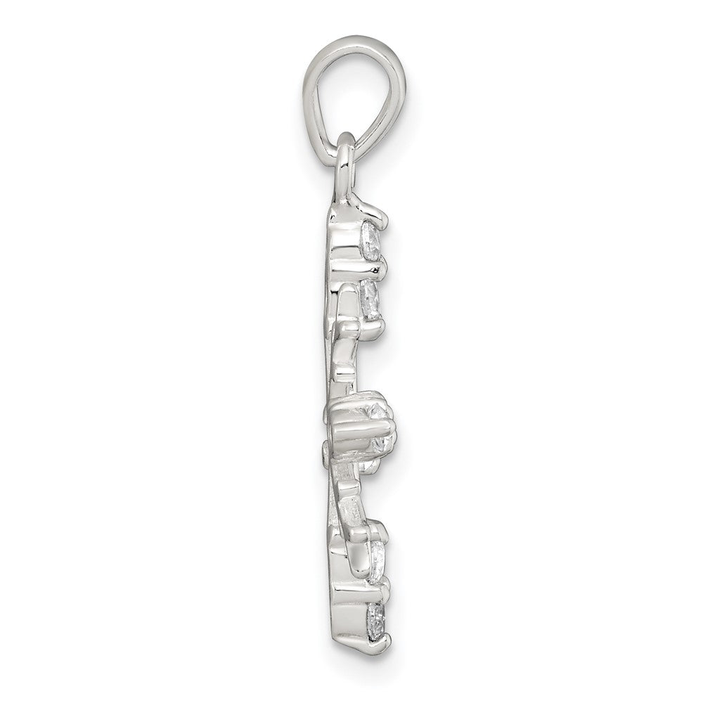 Sterling Silver Polished CZ Snowflake Pendant QC11563