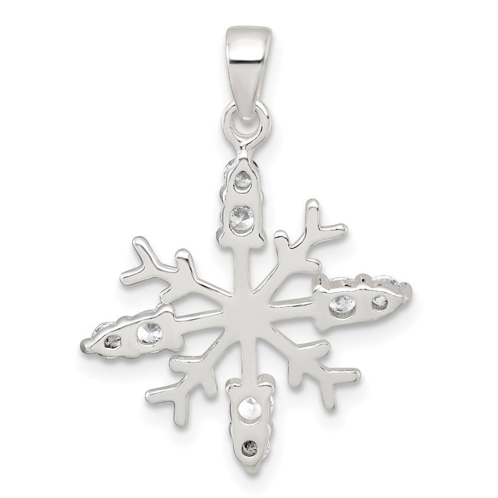 Sterling Silver Polished CZ Snowflake Pendant QC11563