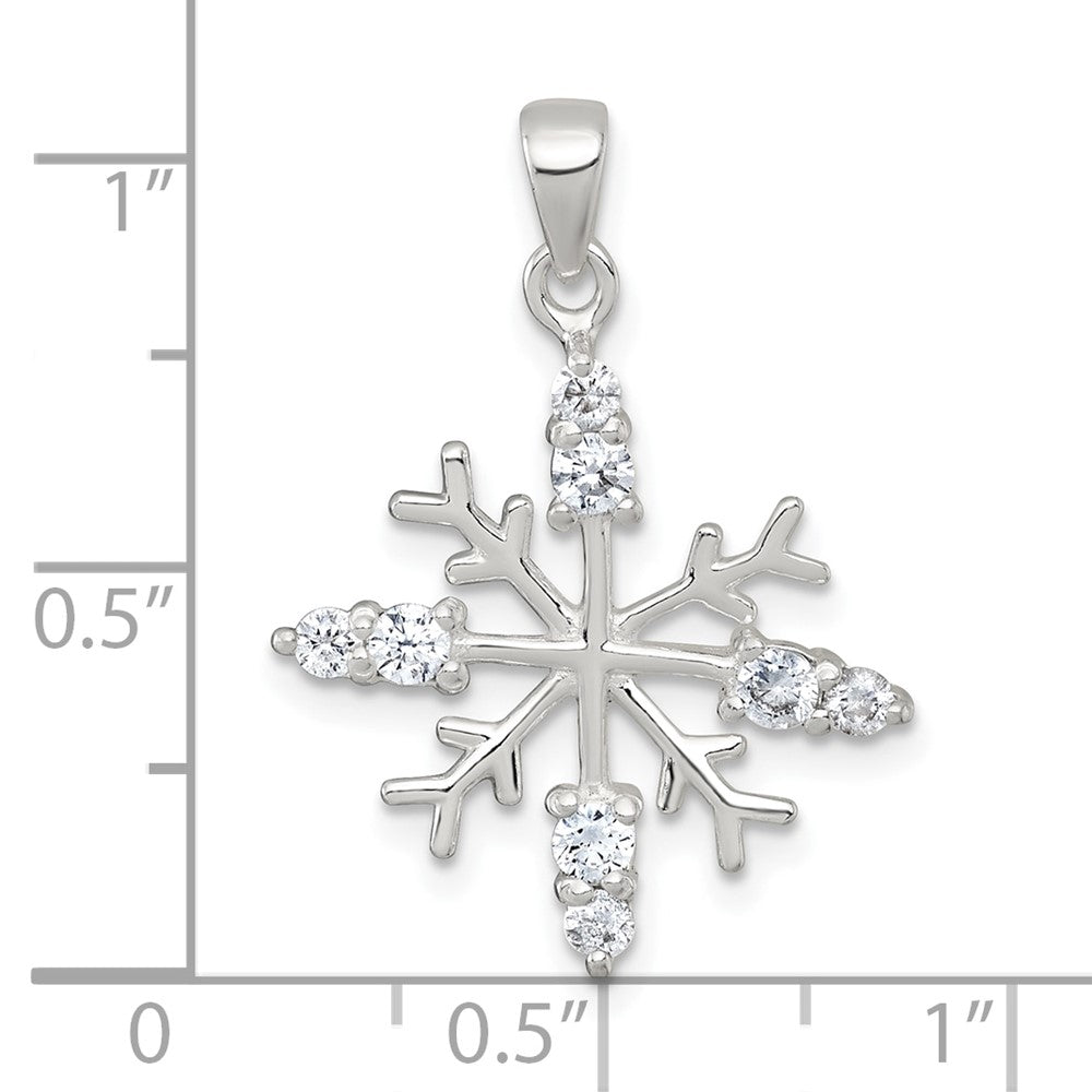 Sterling Silver Polished CZ Snowflake Pendant QC11563