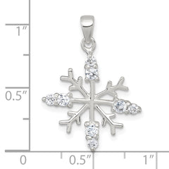 Sterling Silver Polished CZ Snowflake Pendant QC11563