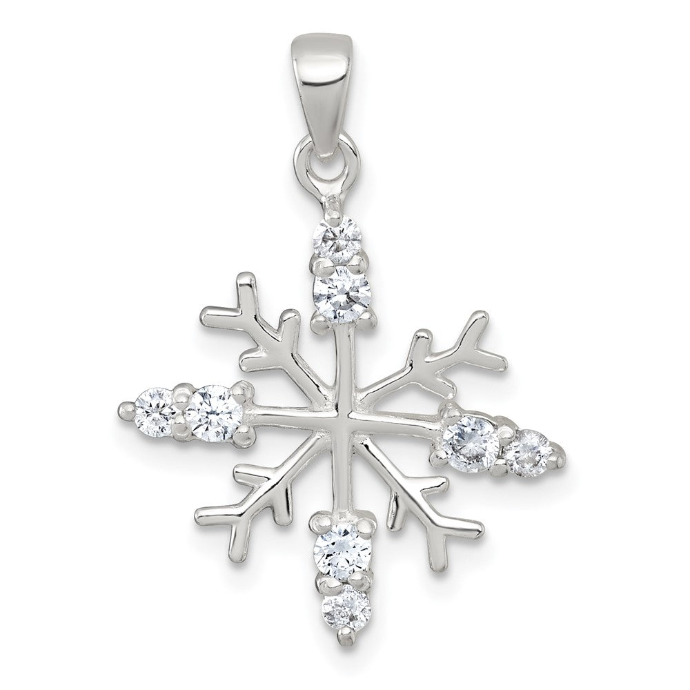 Sterling Silver Polished CZ Snowflake Pendant QC11563