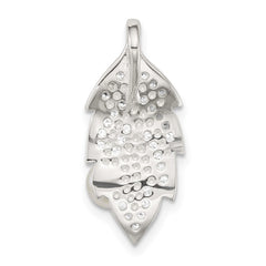 Sterling Silver Polished CZ and Acrylic Pearl on Leaf Chain Slide Pendant QC11566