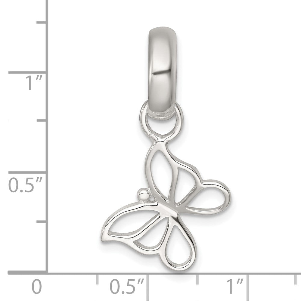 Sterling Silver Polished Cut-out Butterfly Pendant QC11569