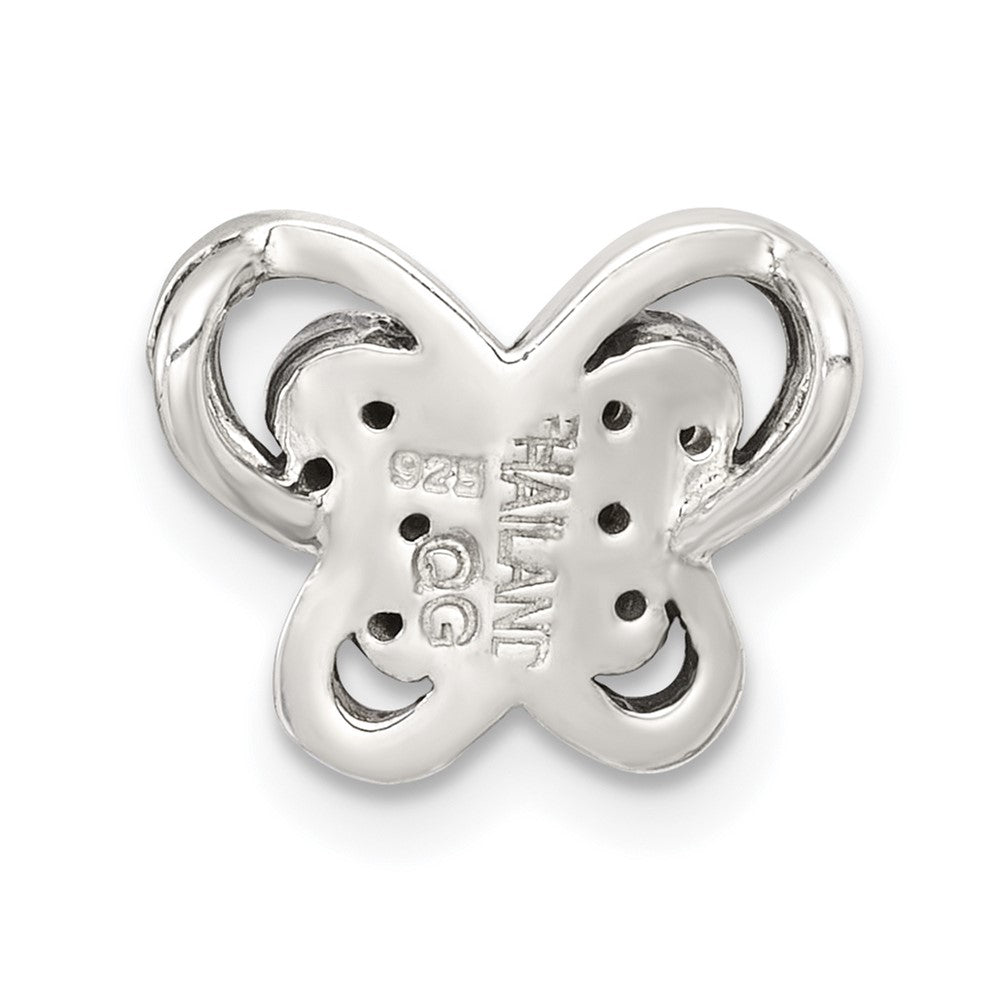 Sterling Silver Antiqued Marcasite Butterfly Chain Slide Pendant QC11571