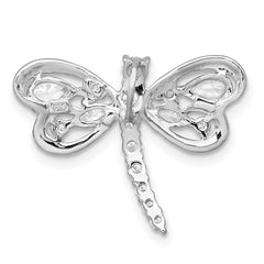 Sterling Silver Rhodium-plated Polished CZ Dragonfly Chain Slide Pendant QC11572